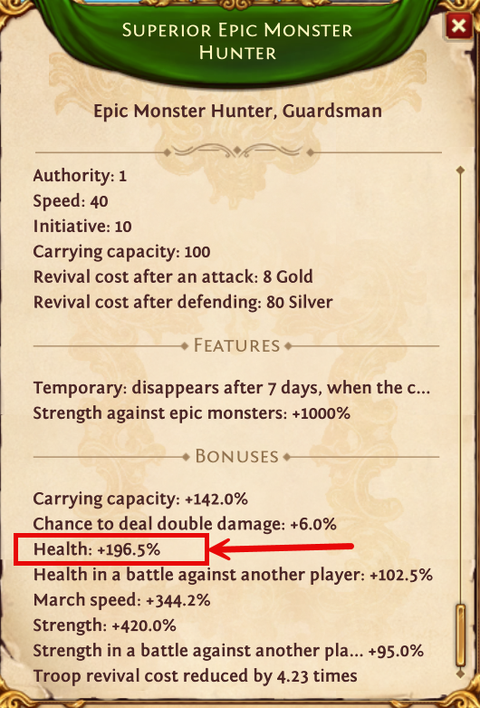 Where to find the health bonus percentage on the stats screen